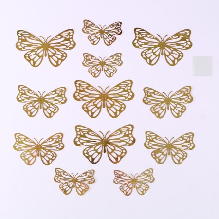 Set for decorating "Butterflies", set 12 pcs, color holography gold