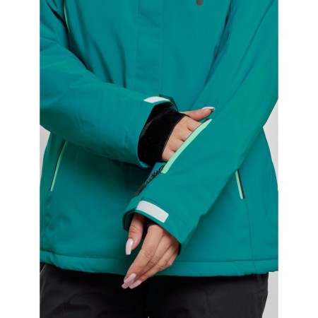 Ski jacket female winter, size 42, dark green color-4
