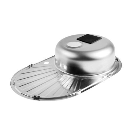 Kitchen sink "Vladiks", cut, with a siphon, 77x48 cm, left, stainless steel 0.6 mm-2