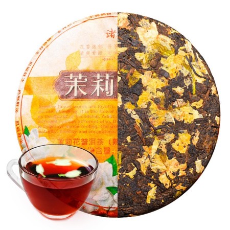 Chinese sustained tea "Shu puer. Zhasmin", 100 g, 2022, Yunnan, pancake