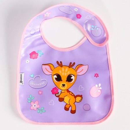 Bibslate for feeding "deer" waterproof on Velcro, with a pocket-3