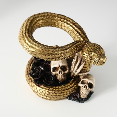 Polystone souvenir "Snake with skulls and black roses" 11.5x16x13 cm-7