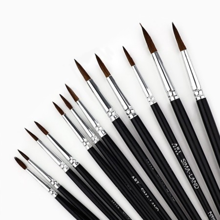 Drawing brush, pony set is round, 12 pcs. No. 1.2,3,4,5,6,7,8,10,11,12 Klimt-3