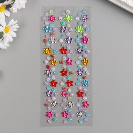 Sticker of rhinestones plastic "threads with flowers" 19x8 cm-2