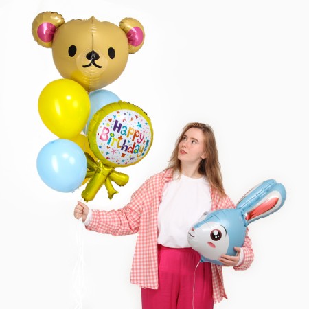 Set of balls "Happy Birthday. Animals ”, latex, foil, 7 pcs.-2