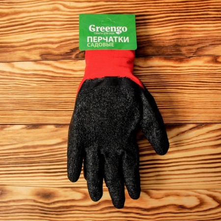 Garden, nylon gloves, with rubber dousy, size 10, black-red, Greengo-2