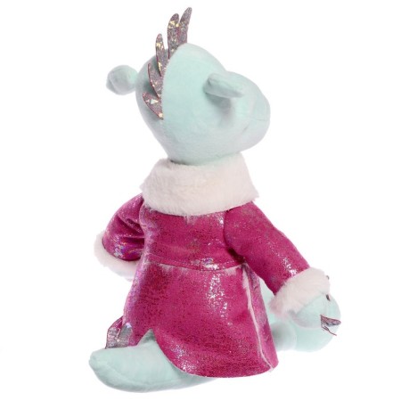 Soft toy "Dragon Daisy in a pink sheepskin coat", 25 cm, mint color-2