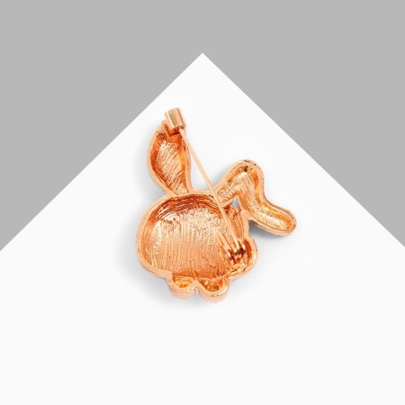 Brooch "Rabbit" with paws, the color is gray-white in gold-2