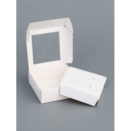 Jewelry box with PVC window 8 x 8 x 3 cm, white-2