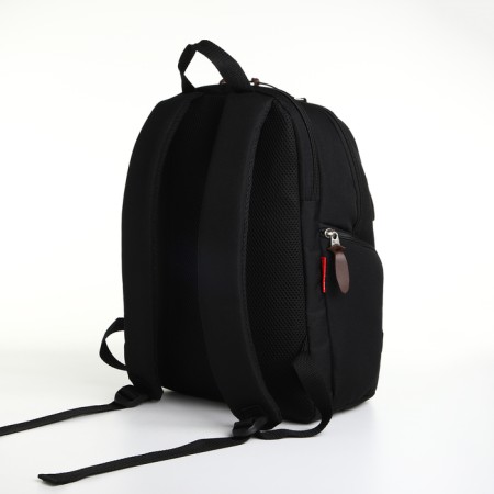 Youth backpack, Rise, 2 lightning departments, 2 side pockets, black/brown color-3
