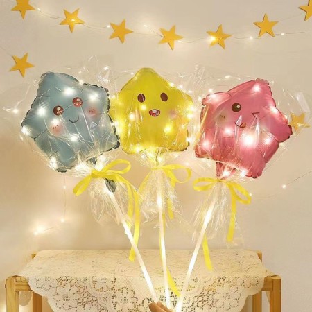 Foil ball 10 "Star Smile", pink, mix-6