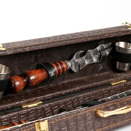 Set with skewers Gift "Elite-Xs" in a box from eco-leather No. 13-2