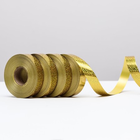 Holographic tape for decor and gifts, gold, 2 cm x 50 m-1
