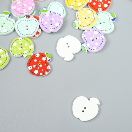 Buttons wood for creativity 2 punctures "apple in peas" set of 20 pcs 2x2 cm-2
