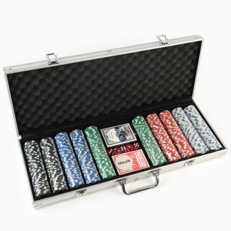Poker in a metal case (2 decks, chips 500 pcs b/nomomin., 5 cubes), 20.5 x 56 cm-4