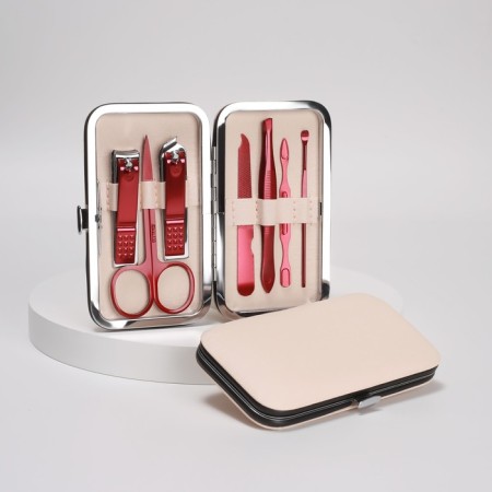 Manicure set, 7 items, in case, beige color-2