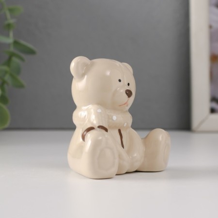 Souvenir Ceramics "Bear Bear shy in a scarf, sits" 6.5x5x6.5 cm-3