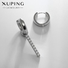 Earrings with Xuping rhinestones with a suspension, white color in silver