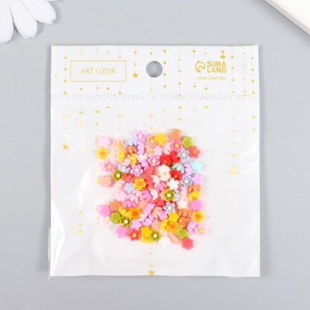 Decor for creativity plastic "Micro-flowers Color" set 100 pcs mix 0.6x0.6 cm-3