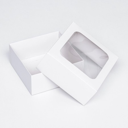 The box is folding, the lid is, with the window, white, 15 x 15 x 6.5 cm,-3