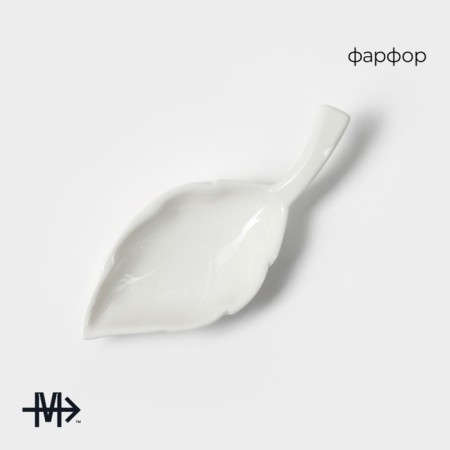 Porcelain caviar with a Magistro handle "Liszt", 9.8 × 4.2 cm, white color-2