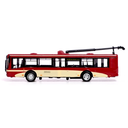 Metallic trolleybus, 1:72, inertial, burgundy color-1