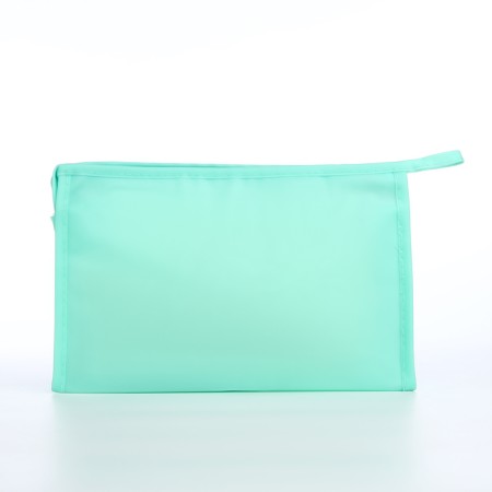 Cosmetic bag with zipper, turquoise color-1