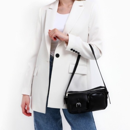 Female bag with pockets of leatherette, black-8