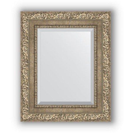 Mirror with fake in the baguette frame - Antique silver vignette 85 mm, 45 x 55 cm, evoForm