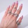 Ring set 12 pieces "Inspiration", size mix, color black-serebly