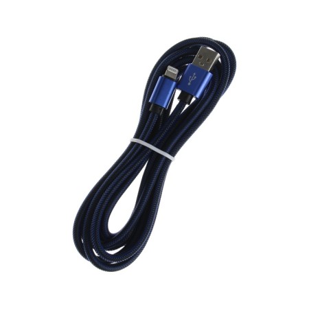 Lightning cable - usb, 2.1 a, nylon braid, 2 meters, blue-2
