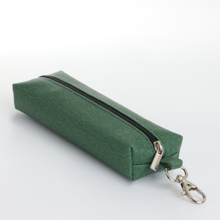 Key of zipper, length 16 cm, ring, carbine, green color