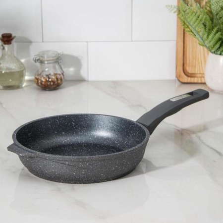 Granite pan, d = 22 cm, plastic handle, anti -stick coating, gray color