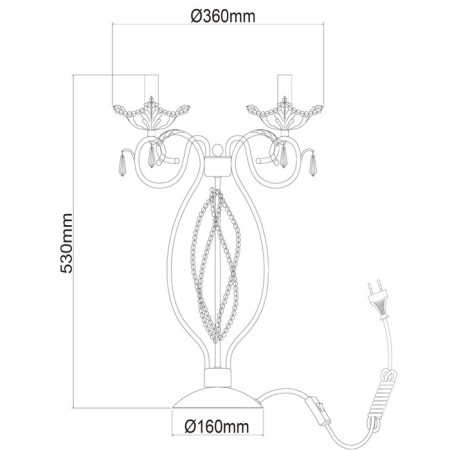 Valencia table lamp, size 36x53x36 cm, 120W 3xe14 IP 20-7