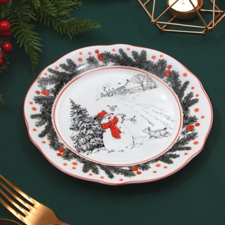 New Year. Ceramic “Snowman” plate, 19 cm-3