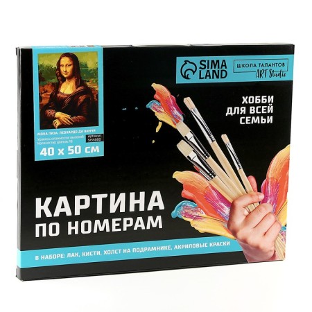 Picture on numbers on a canvas with a subframe of Mona Lisa Leonardo da Vinci, 40 x 50 cm-3