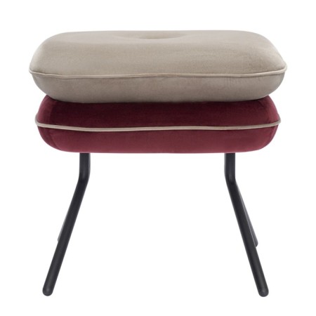 PUF PEA, 497 × 403 × 425 mm, velor, beige color / burgundy-2