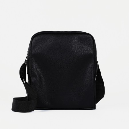 Male bag over the shoulder, Textura, artificial leather, black color-4