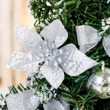 Christmas tree decor "New Year's delight" 30 cm, Poinsia Silver-2