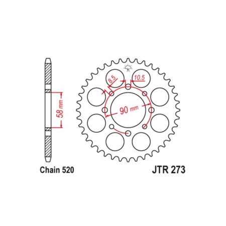 Leading star jt sprockets jtr273-45, chain 520, 45 teeth
