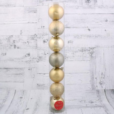 Set of balls plastic D-7 cm, 7 pcs "Flande" gold-1