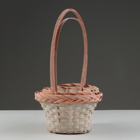 Set of wicker baskets, D16x10/31 cm, D19x11x33 cm, d21x12x35 cm, 3 pcs, peach, bamboo-1