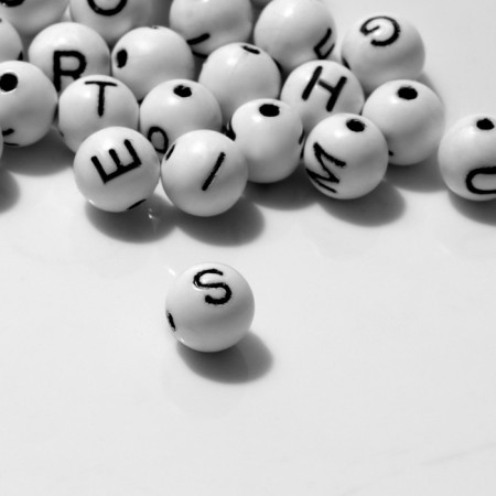Acrylic bead "English letters" mix, ball d = 8 mm, set 10 g, white-black color-1