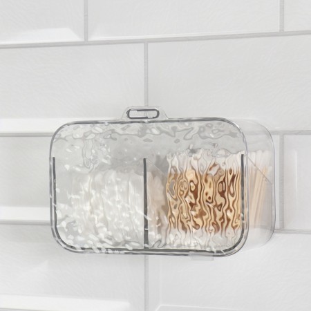 Organizer for storage, hinged, 2 sections, with an adhesive base, 10.5 × 17 × 6.5 cm, the color is transparent-2