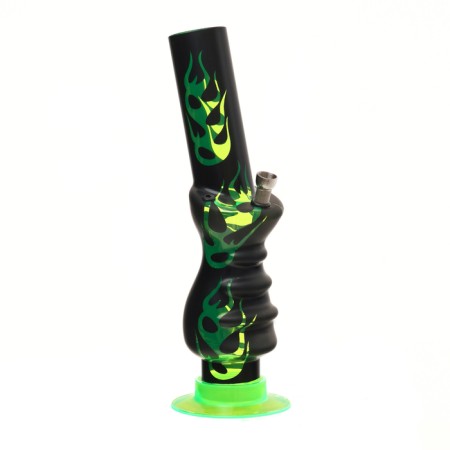 Bong, H-32 cm, "Flame", acrylic, green-1