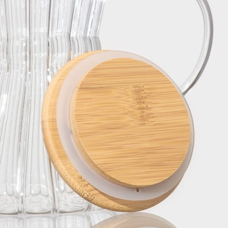 Glass teapot with a bamboo lid "Eco. East ", 600 ml, 18 × 11.5 × 14 cm, without sieve-3