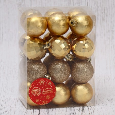 Set of balls plastic D-4 cm, 24 pcs "disco assorted" gold-2