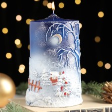 Candle - New Year's cylinder, large, 7x10x16 cm