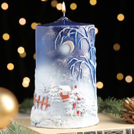 Candle - New Year's cylinder, large, 7x10x16 cm