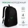 Young backpack from textiles with a zipper, 4 pockets, black/green color